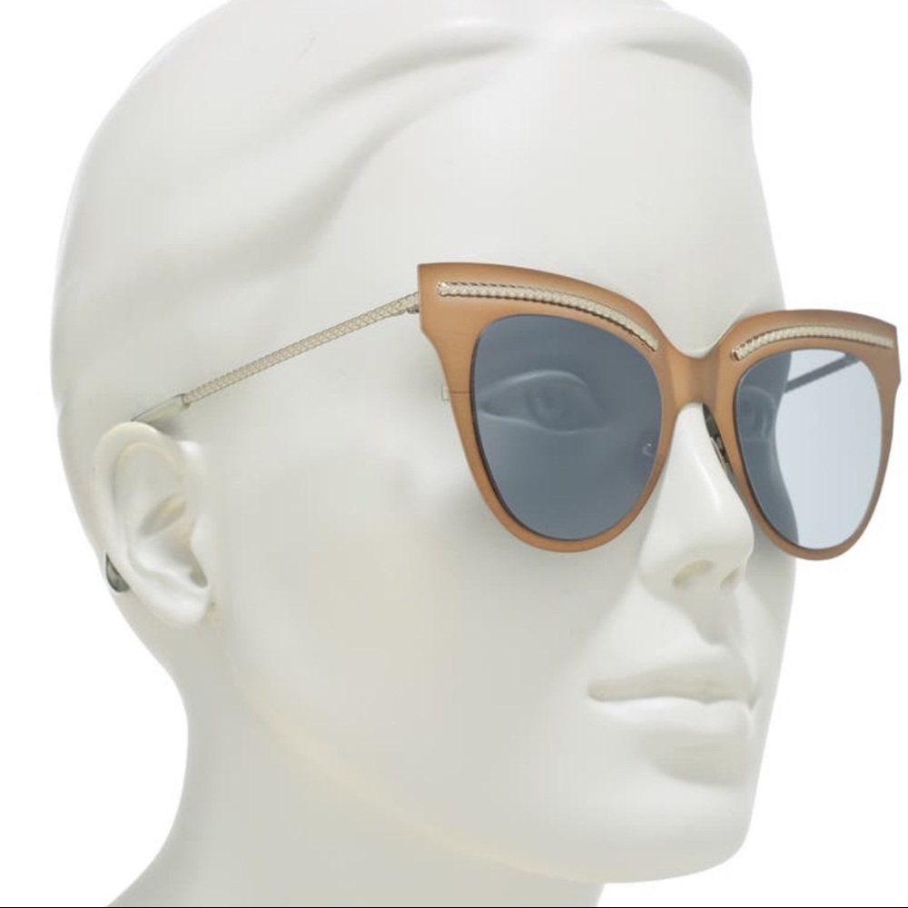 Bottega Veneta 50mm Core Cat Eye Sunglasses in Cream/Silver